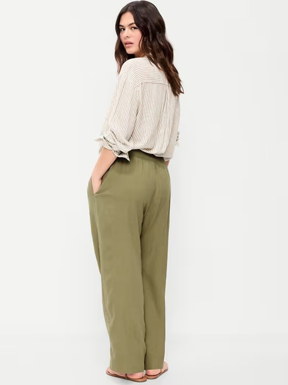Old Navy High-Waisted Linen-Blend Wide-Leg Pants NWOT Large Tall - Picture 6 of 8